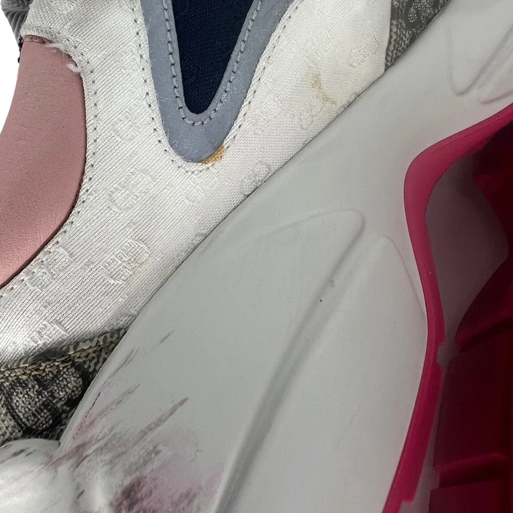 Gucci GG Rhyton Sneakers GG Supreme Canvas Pink Blue‎ Size 38